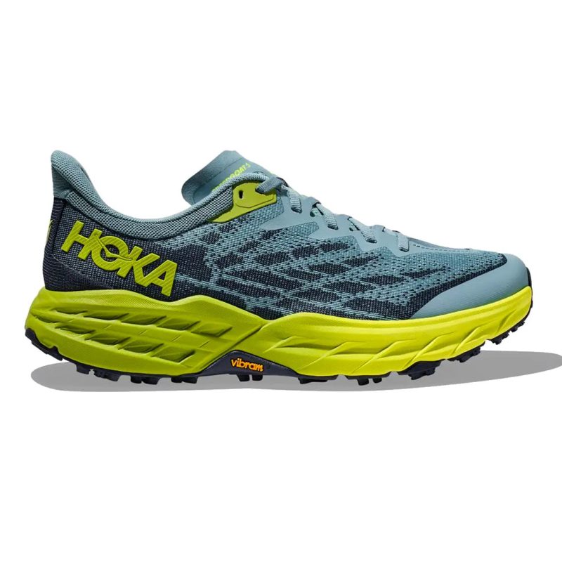 Mens Hoka Speedgoat 5 Wide Stone Blue Dark Citron 1