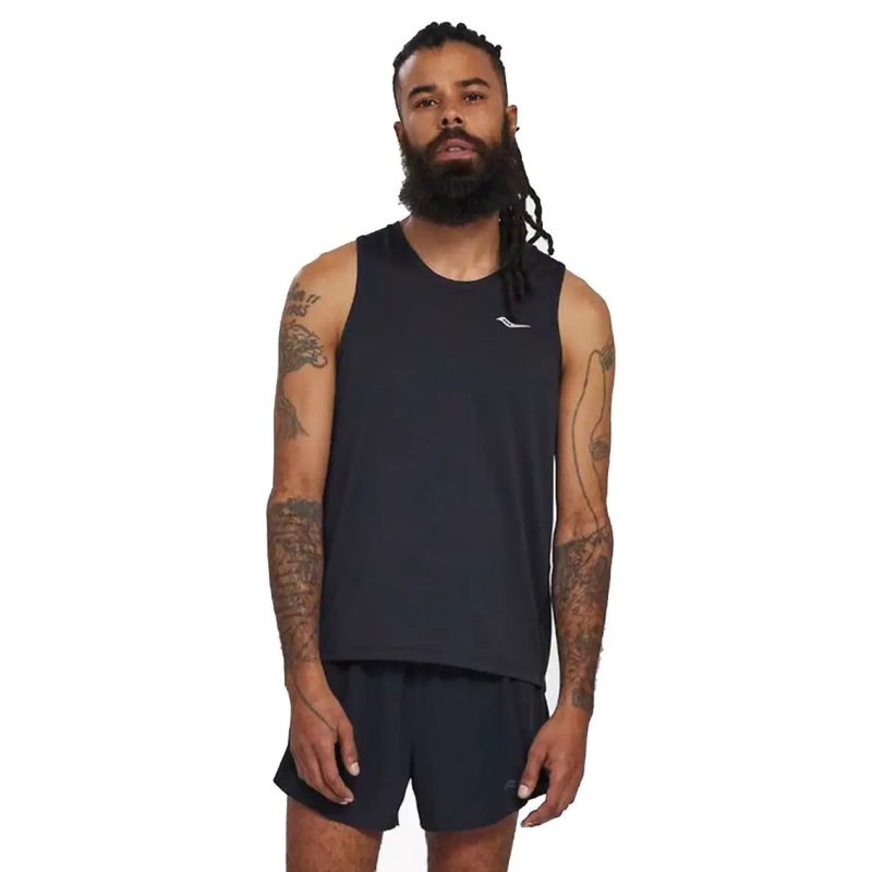 Mens Saucony Stopwatch Singlet Black