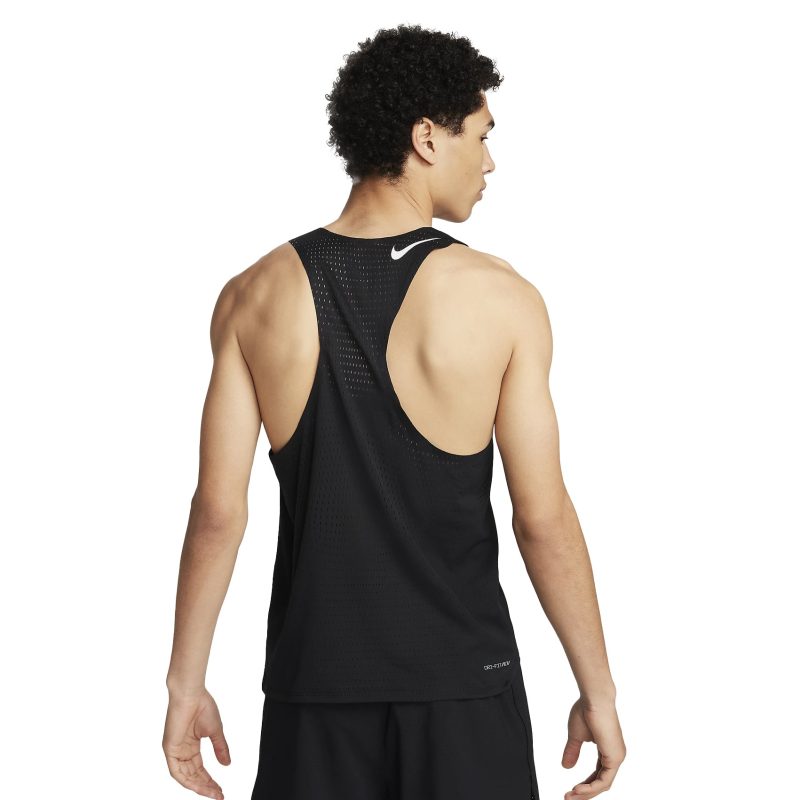 MensNikeAeroswiftDri FITADVRunningSinglet Black SummitWhite 2