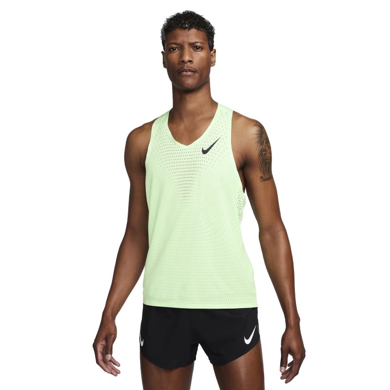 MensNikeAeroswiftDri FITADVRunningSinglet VapourGreen Black