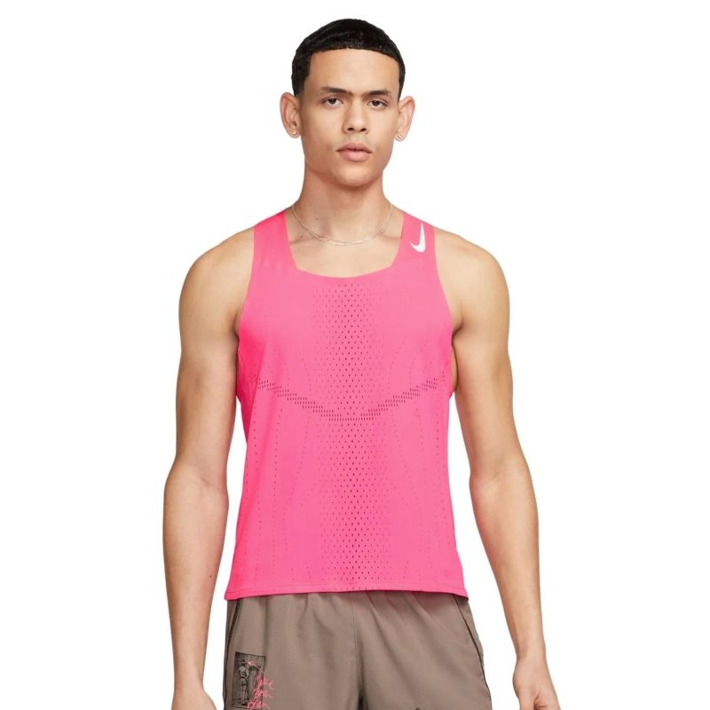 MensNikeAeroswiftSinglet HyperPink White