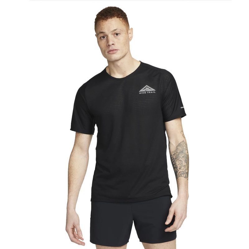 MensNikeDri FitTrailSolarChaseT Shirt Black White