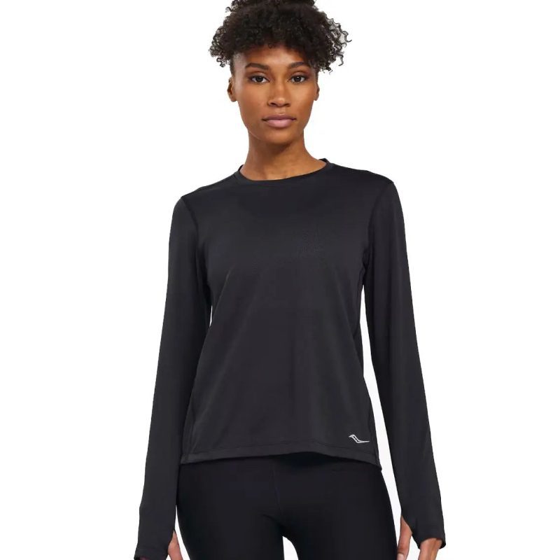 Womens Saucony Stopwatch Long Sleeve Black