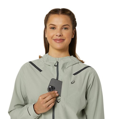 WomensASICSAccelerateWaterproof2.0Jacket OliveGrey 3