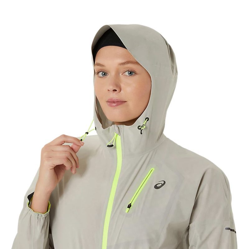 WomensASICSFujiTrailWaterproofJacket Oatmeal 3