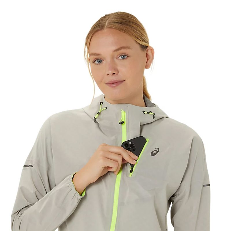 WomensASICSFujiTrailWaterproofJacket Oatmeal 4