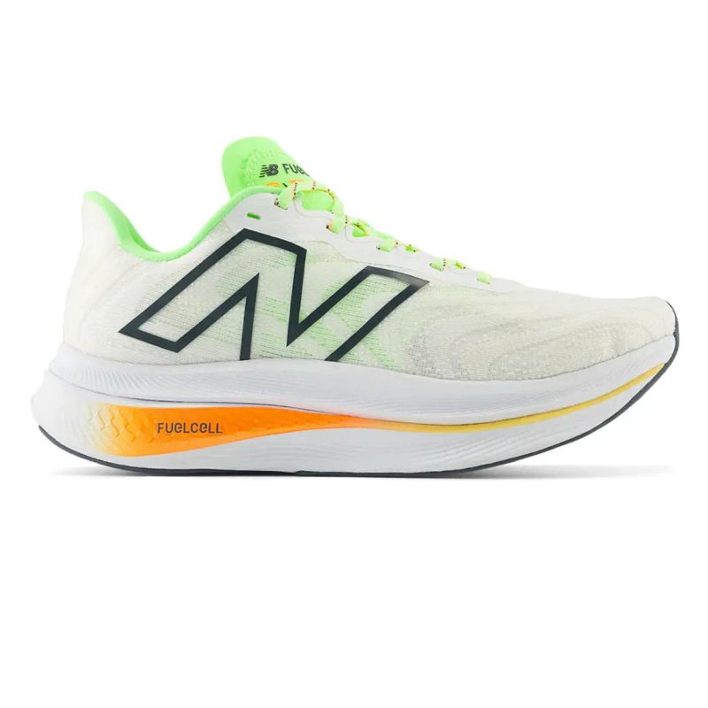 WomensNewBalanceFuelcellSupercompTrainerv2 White BleachedLimeGlo HotMango